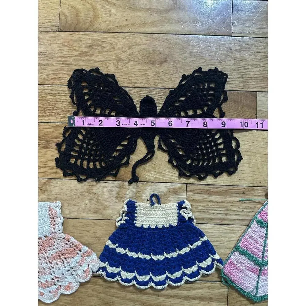 VTG Hand Crocheted Trivet Set Cottagecore Farmhouse Kitchen Decor Shabby Chic